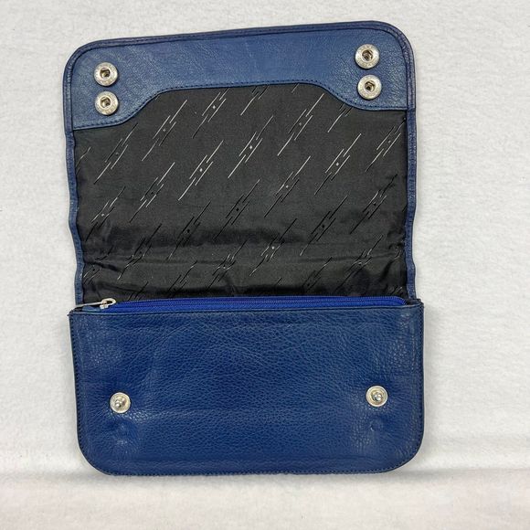 Levenger blue leather multi compartment wallet - Picture 5 of 12